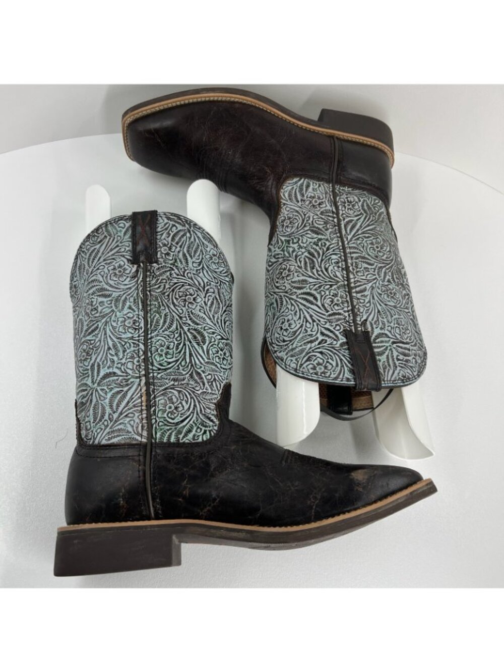 Twisted X Western Boots Womens Sz 9.5B Antibacterial Tooled Floral Leather Brown - Picture 7 of 13